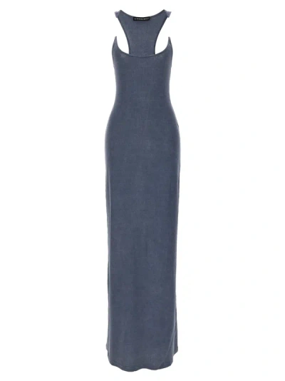 Y/project Invisible Strap Cotton Maxi Dress In Blue
