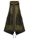 SACAI TWO-MATERIAL VEST GILET GREEN