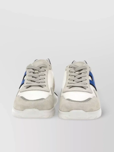 Hogan White Leather Sneakers In Grey/blue