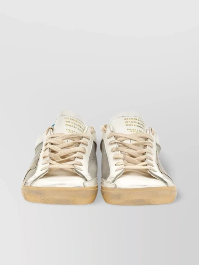 Golden Goose White And Turquoise Leather Super Star Trainers In White/turquoise