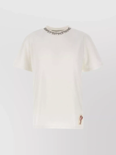 Golden Goose Embroidered Cotton T-shirt In Weiss