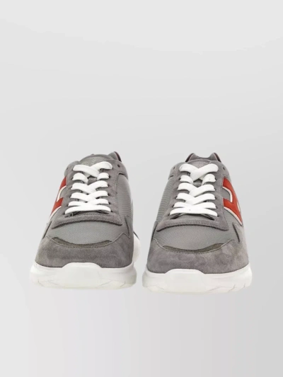 Hogan Grey And Red Suede Interactive Trainers In Grey/red