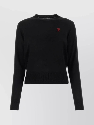 Ami Alexandre Mattiussi Logo Embroidered Knit Sweater In Black