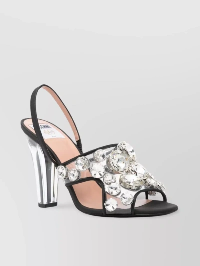 Moschino Maxi Crystal Slingbacks Sandals Multicolor In Black