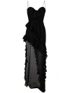 ALESSANDRA RICH ALESSANDRA RICH RUFFLES DETAIL SILK GEORGETTE EVENING DRESS