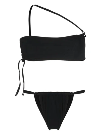 Andreädamo Asymmetric-bandeau Bikini Set In 004 0473 Black