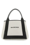 Balenciaga Md Navy Cabas Canvas Tote Bag In 9260