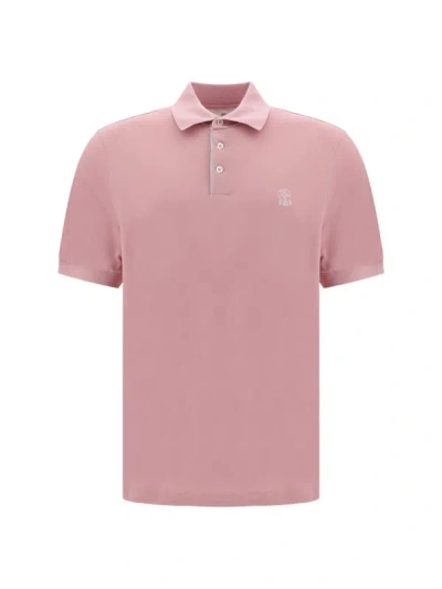 Brunello Cucinelli Polo Shirts In Rosa+off White+perla