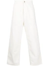 Carhartt Wide Leg Cotton Trousers With Side Pockets In D6.02 Wax Rinsed