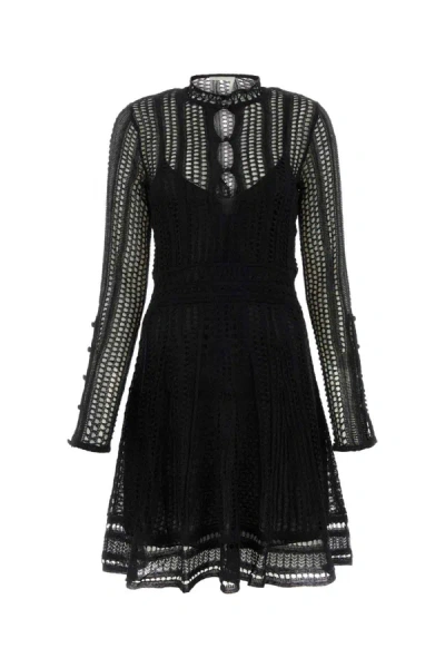 Chloé Silk Lace Knit Mini Dress In Black