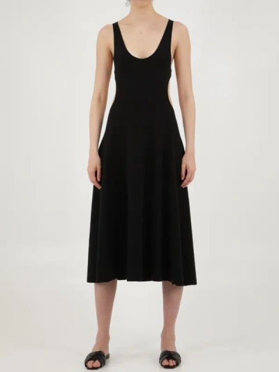 Saint Laurent Cut-out Wool Dress In Black