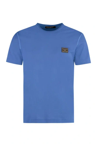 Dolce & Gabbana Cotton Crew-neck T-shirt In Blue