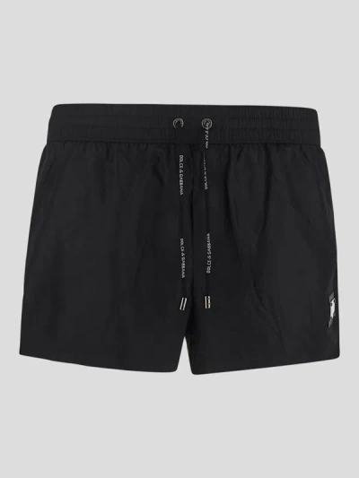 Dolce & Gabbana Drawstring Swim Shorts In Black