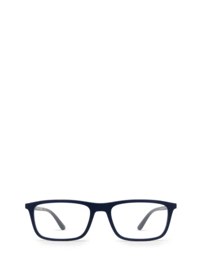 Emporio Armani 55mm Rectangular Optical Glasses In Matte Blue