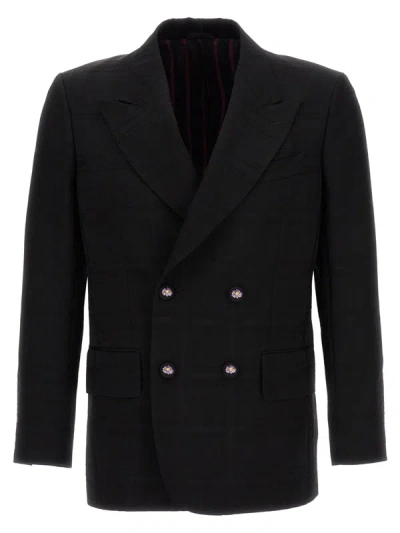 ETRO ETRO CHECK DOUBLE-BREASTED BLAZER