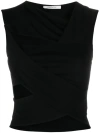 Gauchère Asymmetric Cutout Crop Top In Black