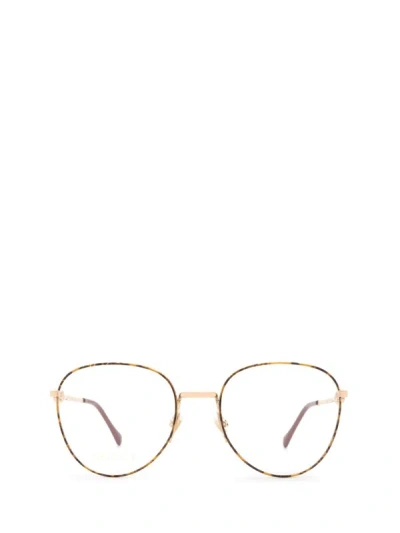 Gucci Eyewear Eyeglasses In Gold / Havana