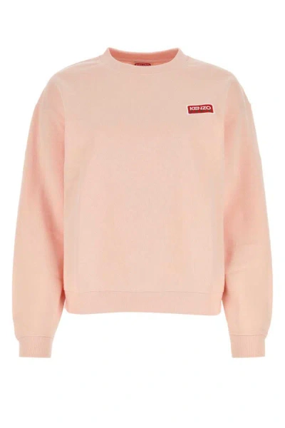 Kenzo Logo-embroidered Cotton Sweatshirt In Pink