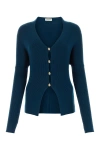 Lanvin Petrol Blue In Stretch Wool Blend Cardigan In Sapphire