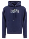 Maison Kitsuné Cotton Sweatshirt With Logo And Embroidery In Blue