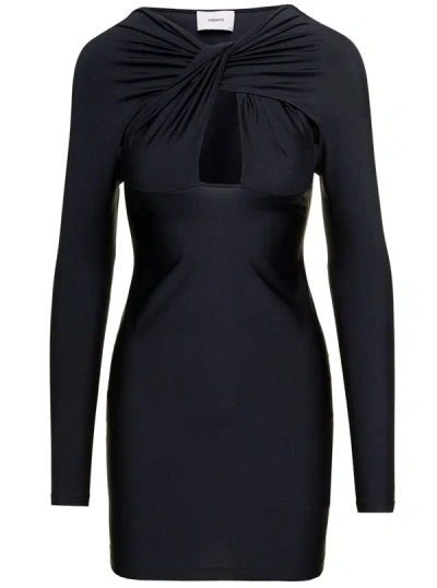 COPERNI MINI BLACK DRESS WITH TWISTED CUT-OUT DETAIL IN STRETCH POLYAMIDE WOMAN