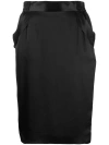 Saint Laurent Gonna A Matita In Raso Di Crêpe Di Seta In Black