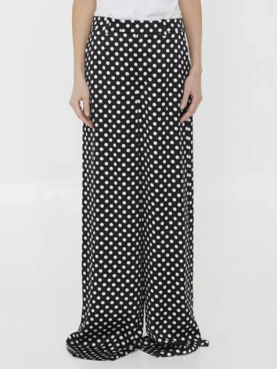 Saint Laurent Polka-dot Wide-leg Trousers In Nero And Multi