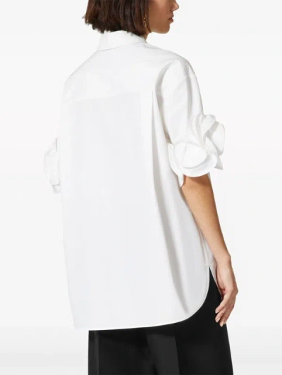 Valentino Compact Popeline Straight Hem Shirt In White