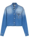 Versace Cropped Blue Denim Shirt In Blu Denim Medio