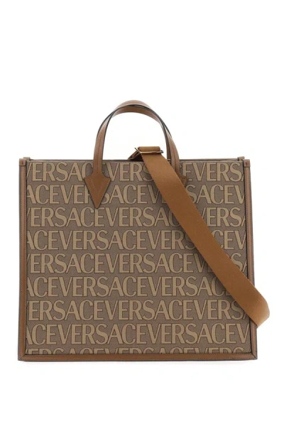 Versace Allover Shopper Bag In Multicolor
