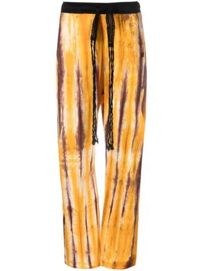 Wales Bonner Air Jersey Hand-dyed Trousers In Orange