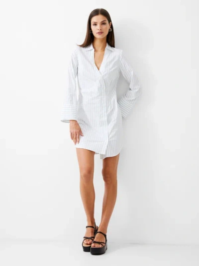 French Connection Isabelle Striped Poplin Shirt Dress Linen White/cashmere