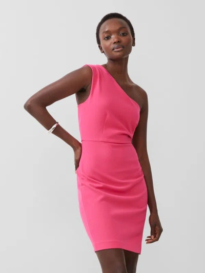 French Connection Whisper One Shoulder Mini Dress Raspberry Sorbet In Pink