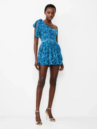 French Connection Andrea Ennis Asymmetric Mini Dress Cloisonné In Blue