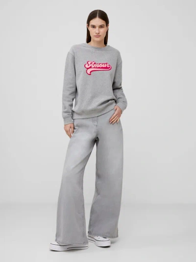 French Connection Amour Graphic Sweatshirt Light Grey Melange In Grey
