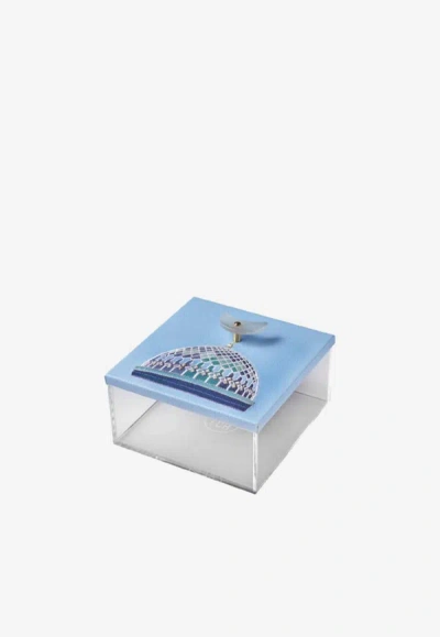 Stitch Box With Dome Embroidery In Blue