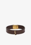 Saint Laurent Cassandre Logo Plaque Bracelet In Brown