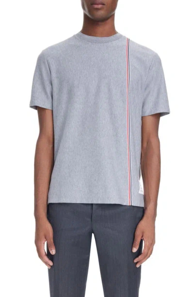 Thom Browne Rwb Stripe Cotton T-shirt In Grey