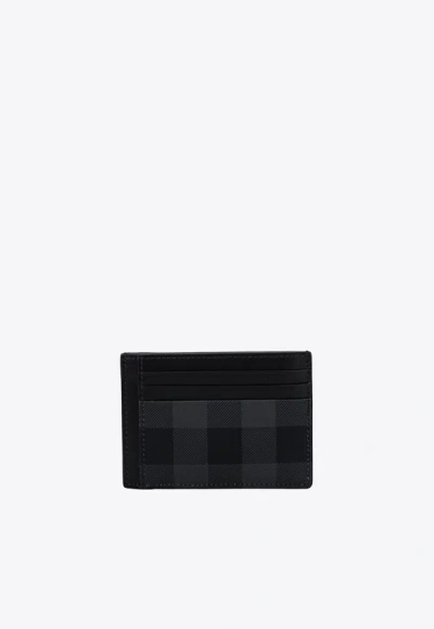 Burberry Check-pattern Cardholder With Money Clip In Black