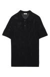 Sandro Waffle-knit Polo Shirt In Black