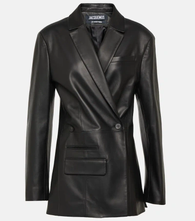 Jacquemus La Veste Tibau Cuir Leather Jacket In Black