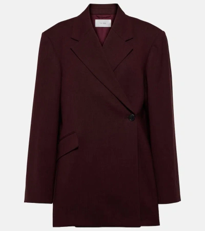 The Row Azul Wool Double-breasted Blazer In Burgundy