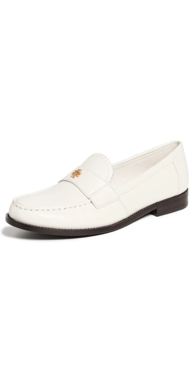 Tory Burch Perri Leather Mini Medallion Loafers In New Ivory