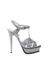 SAINT LAURENT GLITTER FABRIC TRIBUTE SANDAL,457754 GIH008101