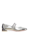 Christian Louboutin Sweet Jane Metallic Leather Mary Jane Flats In Grey
