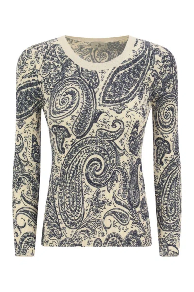 Etro Paisley Print Sweater In Blue