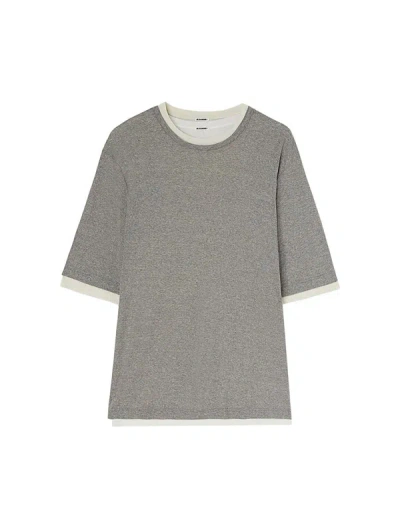 Jil Sander Layered Cotton T-shirt In Grey