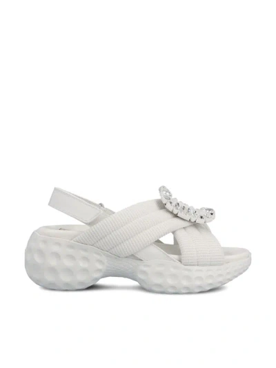 Roger Vivier Embellished Buckle Sandals In White