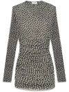 Saint Laurent Polka-dot Ruched Tulle Minidress In Black