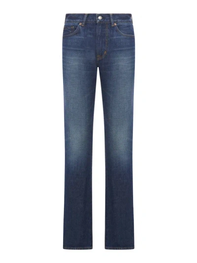 Tom Ford Stone Washed Denim Straight Pants In Blue